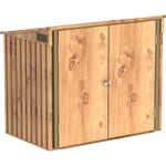 Duramax abri pour poubelles pour 2 avec ouverture par le haut et portes doubles verrouillables, abri de jardin en métal, cachettes pour poubelles, Abri pour poubelles, 154x96x131 cm, grain de bois