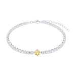 Amor Armband 925 Sterling Silber Bracelet pour femme avec synthé en zircone., 17 plus 4 cm, Gold, Livré dans une boîte à bijoux, 2039100