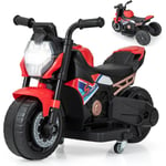 Goplus - 6 v Moto Électrique Enfant 1,5-3 Ans, Moto Porteur 2-3 km/h avec Roues d'Entraînement Amovibles, Musique, Charge 20KG, Rouge