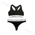 Calvin Klein Cotton Women Black/Grey CK Bralette Bra&Thong Sets Underwear S-XL