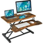 Relax4life - Poste de Travail Réglable en Hauteur avec Élévateur à Gaz, Bureau Extensible avec 2 Plateaux pour Clavier, Support d'Ordinateur Portable