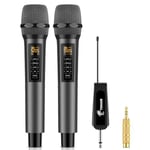 TONOR Microphones sans Fil avec Effets Sonores Basse/Echo/Aigu, Système de Micro Dynamique sans Fil avec Récepteur pour Karaoké, Home KTV, DJ, Mariage, Fête, 30 UHF Fréquences Ajustables, 60M TW525