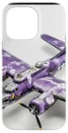 Coque pour iPhone 14 Pro Max Imprimé animal bohème violet B-17 Flying Fortress Vintage