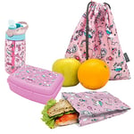 NERTHUS FIH 997 SET Bouteille Tritan + Lunchbox + Sac Sandwich + Sac à dos Licornes
