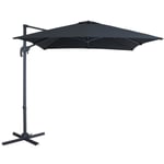 Parasol flottant inclinable - ACAZA - 250x250 cm - Toile carrée - Parasol déporté solide - Noir