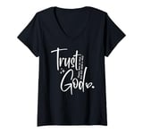 Womens Christian Faith There Was No Way God Made A Way Trust God V-Neck T-Shirt