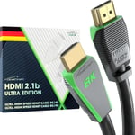 Câble 8k Hdmi 2.1,Édition Certifiée Gamer 2 M (8k@60hz,Ultra High Speed/48g Pour 10k,8k Ou 144 Hz Ultra Rapide En 4k,Optimal Pour Ps5/Xbox Et Gaming Pc,Moniteur/Tv,Gris)