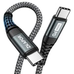 ZKAPOR Câble USB C vers USB C 1M, Cable Chargeur USB C 100W Cable USB C Charge Rapide Compatible avec iPhone 15/15 Pro Max, Samsung Galaxy S23 /S22, Pad Pro, Air, Huawei P40 /Mate 60, Pixel -Gris