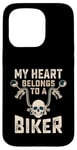 Coque pour iPhone 15 Pro My Heart Belongs To A Biker Moto Rider Girls Women