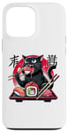 Coque pour iPhone 13 Pro Max Chat noir mangeant des sushis Anime drôle chat amateur de sushi