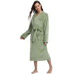 JXILY Ladies Robe Bathrobe Towelling Bath Robe Dressing Gown Wrap Nightwear Hooded Coral-fleece for Men and Women Dressing Gown in Different Sizes,grass green,S