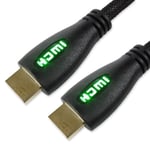 1M HDMI CABLE WITH ETHERNET AND GREEN LED Game Console PS4 Xbox Blu-Ray Player