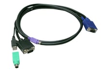 LevelOne ACC-3202 - Kabelsæt til tastatur / video / mus (KVM) - HD-15 (VGA) til HD-15 (VGA), PS/2, USB - 3 m