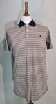 Pringle Of Scotland Cotton Yarn Dyed Stripe Shortsleeve Polo Shirt Cafe Black S