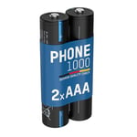 ANSMANN Lot de 2 Batteries de téléphone AAA, 1000 mAh NiMH 1,2 V, Piles Rechargeables et puissantes, idéales pour téléphone DECT et babyphones