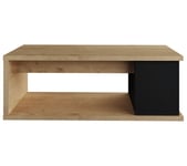 Table basse plateau relevable avec coffre DESPACITO Imitation chêne et Noir