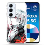 Cokitec Coque Renforcée pour Samsung Galaxy A55 5G Manga Tokyo Ghoul Kaneki Blanc