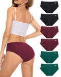 Culotte Femme Coton sous-vêtements Femme Stretch Taille Moyenne Panties Slip Respirant Multipack Paquet de 6, Noir Rouge Vert XL