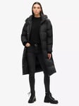 Superdry Hooded Longline Puffer Coat, Black