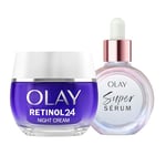 Bundle of Olay Super Serum, 30ml + Olay Retinol 24 Night Cream Face Moisturiser, 50ml