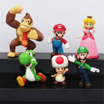 6-pack Super Mario Mini Figuriner Leksak Dockor Dekoration Samling Modell Prydnader Barnpresent