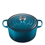 Le Creuset - Signature støpejernsgryte rund 26 cm 6,3L deep teal