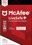 McAfee LiveSafe Plus 12M förnyelse - PC Windows,Mac OSX, iOS,Android