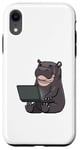 Coque pour iPhone XR Hippopotame travaillant sur un ordinateur portable Animaux