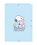 SNOOPY LOVE - Classeur Folio avec 3 rabats, idéal pour les enfants de différents âges, confortable et polyvalent, qualité et résistance, 26 x 36,5 cm, bleu clair, M, Décontracté