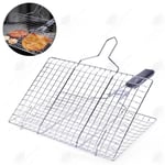 HTBE® BBQ Tools Rostfritt stål utomhus BBQ Net Square Grill Clip BBQ Clip Fiskhållare