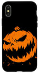 Coque pour iPhone X/XS Amusant Orange Halloween Citrouille Visage Silhouette effrayante Citrouille