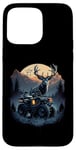 Coque pour iPhone 15 Pro Max Cerf avec VTT et coucher de soleil de montagne rétro années 70 aventure en plein air