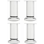 4 Pièces Pieds de Meubles Réglables 12cm Blanc Jambe de Table Rond en Métal pour Canapé Armoire Lit avec Vis