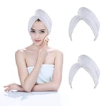 KinHwa Microfibre Hair Towel Wrap Soft and Absorbent Hair Turban for Long Hair 65 X 25 Cm Thick Rapid Drying Hair Towel for Women Girl 3 Pack Light-white