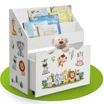 Juskys Bibliothèque pour Enfants avec 3 Compartiments et Coffre à Jouets – Étagère en Bois Blanc – 63 x 30 x 70 cm lPL – Rangement pour Livres et Jouets dans la Chambre d'enfant