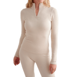 Aim´n W Ribbed Wool Half Zip Retkeilyvaatteet CAFE AU LAIT