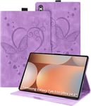 Coque Pour Samsung Galaxy Tab S10 Ultra 14.9, Pu Étui Butterfly Cuir En Relief Avec Fonction Du Support, Flip Housse Pour Samsung Galaxy Tab S10/S9 Ultra/Sm-X926c, Violet