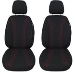 Housses de siège sur Mesure pour sièges de Voiture compatibles avec VW Caddy 3 2003–2010 conducteur et Passager Housses de siège FB : N302 (Noir/Coutures Rouges)