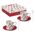 Easy Life COFFRET 2 TASSES A CAFE 10 CL AVEC CUILLIERE EN PORCELAINE CHRISTMAS FRIENDS