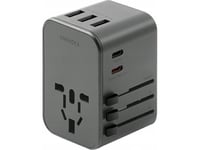 Ładowarka Energea Energea Ład. Siec. 3Xusb+2Xusb-C Pd-Pps-Qc 3.0 35.5W 3A2c Adapter 4W1 Us/Ua/Eu/Uk Szary/Gunmetal Travelworld