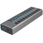 USB-hub LogiLink 10+1-port med Separata På/Av-knappar USB 3.2 Gen 1