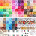 Clay Beads Bracelet Making Kit 11780pcs, Friendship Flat Round Polymer Clay Bead