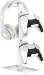 Support Manette, Support Casque, Gamer Porte Manette Pour Xbox Ps5 Ps4 Switch, Headset Stand Avec Organisateur De Rangement, Accessoire Bureau Gaming (Blanc)