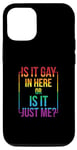 Coque pour iPhone 15 Pro T-shirt gay avec inscription « Is It Gay In Here ? Or Is It Just Me »