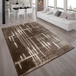 Paco Home - Tapis Design Moderne Poil Court Trendy Marron Crème Moucheté 70x250 cm