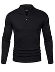 iClosam Pull Zippé Homme Pull Homme Hiver Chaud Col Roulé Pullover à Manches Longues Tricoté en Maille Coton Classique