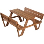 Ensemble De Table Et Bancs Avec Dossier Picnic For 4 Outdoor+ 4 Places - Bois Massif Résistant Aux Intempéries - 89 X 107 Cm [J35]