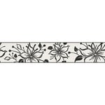 Frise papier peint fleuri noir & blanc Frise tapisserie motif fleur pour salon Frise murale chambre adulte noire & blanche - Noir, Blanc