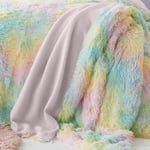 Catherine Lansfield Rainbow Cuddly Throw Blanket 130cm x 170cm