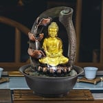 JYKFJ Statue de Bouddha Fait à la Main fontaines d'eau intérieures résine fontaines décoratives Artisanat Cadeaux Feng Shui Bureau Maison Fontaine 110 V 220 V, A 1130